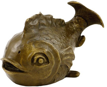 - Fisch Skulptur - Bronzefigur - Niedlicher Kugelfisch Figur - Koi - signiert von Milo - 100% Bronze