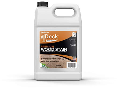 SaverSystems #1 Deck Premium Semi-Transparent Outdoor Wood Stain and Sealer in One - Water Based Wood Stain for Decks, Fences, & Siding - 1 Gallon (Cedar)