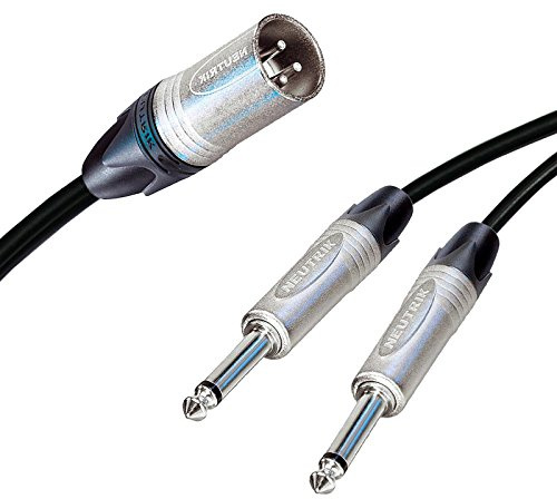 Neutrik Male XLR Split into 2 Dual Mono Jacks Cable Splitter Summing Lead 3 m Plus (1.5 m, Black)