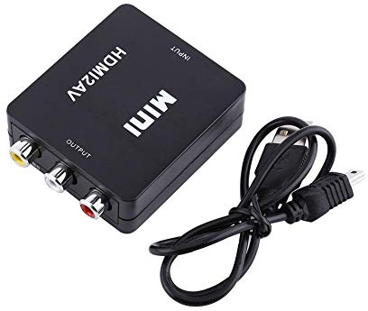 Zerone Convertitore da HD Input a, da 1080P HD Input a AV CVB Adattatore per Convertitore Video Audio Composito Supporta NTSC/PAL per Videoregistratore VHS, DVD, TV(Black)
