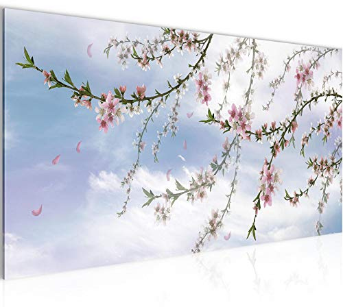 Runa Art Tableau Decoration Murale Fleurs Sakura 1 Partie Moderne Toile non tissée Salon Salle Motifs Japonais Cerisier 020012a