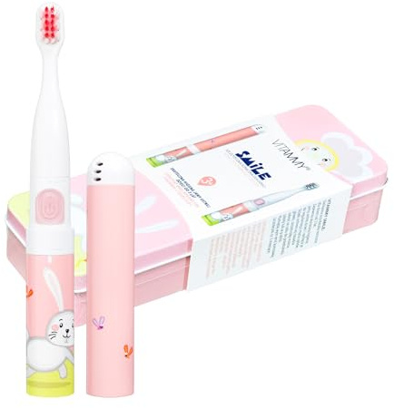VITAMMY Smile Kids Sonic Zahnbürste (Pink-Bunny) erhältlich in 4 verschiedenen Tiermustern und Farben für Kinder ab 3 Jahren