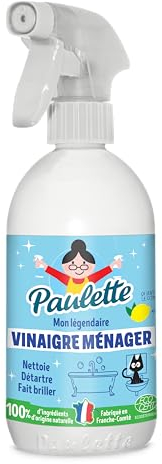 Paulette - Vinaigre Ménager Citron - Nettoyant Détartrant Multi-Surfaces Ecocert - Fabriqué en France - 500 ml
