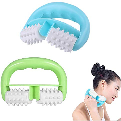 2 stycken massagestavlor med D-format handtag, anti-celluliter, mot celluliter och hudproblem för anti-celluliter, anti-åldrande, slät hudbild. Muskeln/massageappar/rullar/fett blästring (blå och grön)