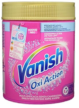 Vanish Oxi Action Multipower Polvere Rosa, Smacchiatore per Capi Colorati, 1 Confezione da 500 g di Smacchiatore per Bucato, Additivo Lavatrice Multiazione senza Candeggina