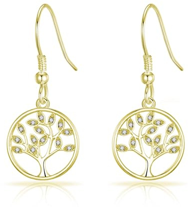 Philip Jones 18k Gold Plated Tree of Life Drop Earrings Created with Crystals from Zircondia®