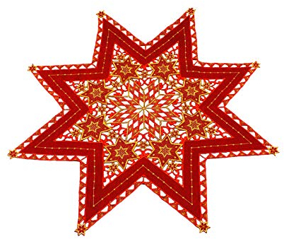Haus und Deko Tischdecke 85 cm rot mit Gold Sterne Weihnachten Deckchen Advent Bestickt Untersetzer Mitteldecke