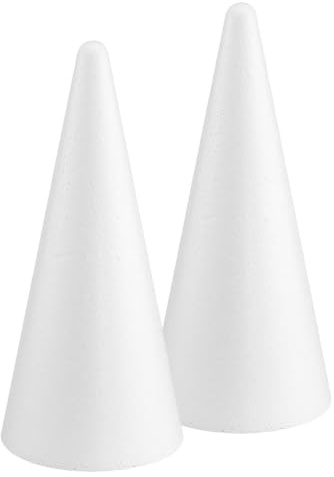 Styropor Kegel zum basteln und dekorieren Ø 12 cm Höhe 27 cm; 2 Stück, Weiß