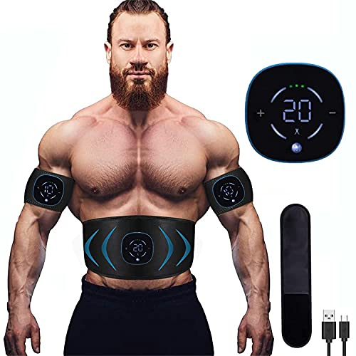Yonars EMS Bauchmuskeltrainer, EMS TrainingsgeräT, EMS Muskelstimulator Bauchmuskeltrainer Trainingsgerät, EMS Muskelstimulation Elektrisch USB-Wiederaufladbarer Tragbarer für Bauch,Arm,Bein-Fitness