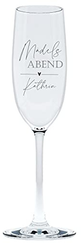 KT-Schmuckdesign Sektglas Leonardo - Mädelsabend mit Wunschtext - Geschenkidee Individuelles Sektglas Wunschgravur Geburtstagsgeschenk personalisiert