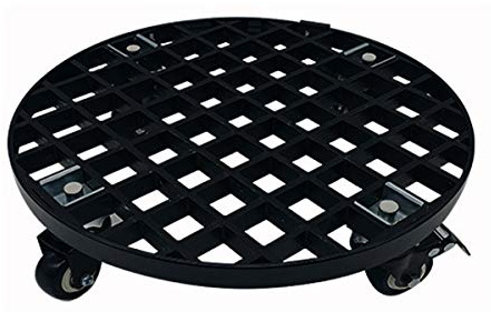 Pflanzenroller Outdoor mit Bremse, Blumenroller Rund Außenbereich und Innenbereich, Pflanzenroller GFRP mit Softrollen für Parkett,Schwarz,59cm