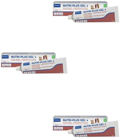 Virbac Nutri-Plus Gel | 3er Pack | 3 x 120 g | Diät-Ergänzungsfuttermittel für Hunde & Katzen | Konzentrierter Energieträger