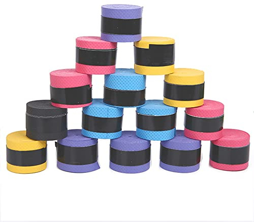 VASANA Lot de 30 bandes antidérapantes pour raquette de badminton, tennis, protection antidérapante pour canne à pêche, absorbe la transpiration, couleur aléatoire, 109,2 cm de long