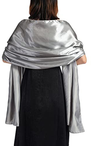 ORANDESIGNE Stola Damen Festlich Schal Weicher Schal Für Hochzeit Party Stola Abendkleid Brautjungfer Schal Durchscheinender Schal B Silber M