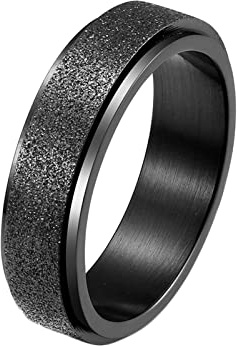 KnBoB 6MM Damenring Damen, Bunt Matt Spinner Ring Edelstahl Ring für Herren