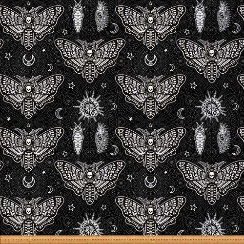 Motten Polsterstoff Gotisch Totenkopf Stoff Meterware Halloween Skelett Dekostoff Boho Mandala Galaxie Sterne Drinnen Draußen Stoff Schwarz Weiß Wasserdichtes DIY 460 x 150 (HxB)