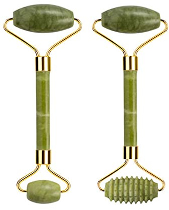 Rouleau à gouache en pierre de jade naturelle Gua Sha Massager Masseur Beauté Relaxation Outil N°5