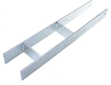Aqbau® H pfostenträger 101mm Pfostenträger H form Pfostenanker H-anker h-pfostenträger Pfostenschuhe H-Träger Betonanker Gesamthöhe 600 mm Metall Verzinkt