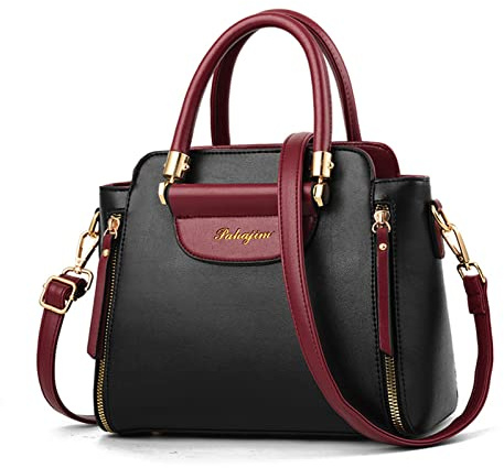 NICOLE & DORIS Damen Handtaschen Klein Modern Schultertaschen PU Leder Frauen Umhängetasche Top Griff Tasche Mehrfarbige Henkeltasche Damen Kuriertaschen Schwarz