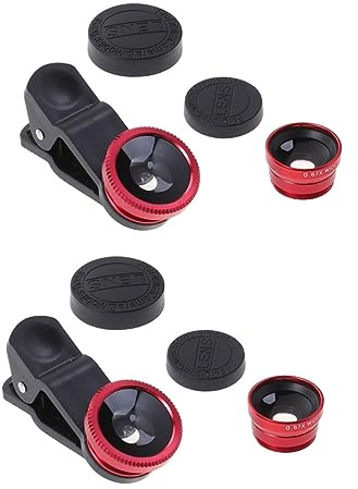 ABOOFAN 2stücke Universelles Handyobjektivset Fisheye Weitwinkel Und Makrolinse Für Smartphone-Fotografie Kompatibel Mit x Rot