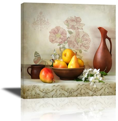 Piy Painting 1Pz Impresiones de Lienzo de Frutas, Cuadro en Lienzo Frutas Arte Mural Naturaleza Cuadros Decoracion para Sala de estar, Estudio, con Marco Interno Listo para Colgar 30x30cm