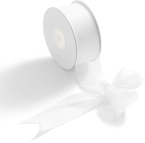 CHUQING Geschenkband Chiffon Schleifenband für Hochzeit Geschenke und Deko Weiß