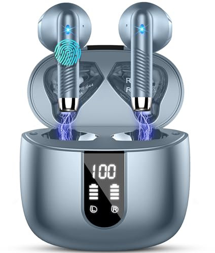 Cuffie Bluetooth 5.4, Auricolari Bluetooth HiFi Stereo ENC Mic, Cuffie Wireless In Ear 48H LED Display, Cuffie Senza Fili Cancellazione Rumore, Cuffiette Sport Earbud IP7 Impermeabile,Touch Control