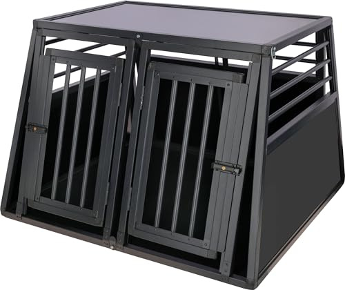 Kerbl Pet Alu-Transportbox Vacation mit Zwei Türen | Graphit, 92 × 97 × 68 cm, Aluminium, mit Anti-Rutsch-Teppich, zweitürig und einfach zu reinigen
