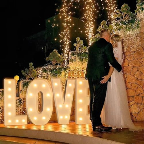 Giant Marquee Love LED Letters Heart LED Light Sign Wedding 4 ft Tall Light up Love Sign with 2.4 ft Heart Shaped Lights for Proposal Anniversary Birthday Valentine's Day Party Decor(120cm/47in)