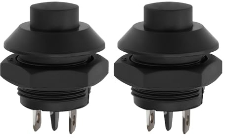 eMagTech 2 Stück Auto-Druckknopfschalter Startknopfschalter Momentandruckschalter für Oldtimer LKW 21 X 27 X 37 Mm 12 V-250 V 3 A