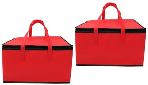 MAGICLULU 2 Piezas De Aislamiento Para Tartas Pizzas Comida Calentador De Alimentos Para Coche Bolsa Aislante Sellador Enfriador Plegable Asa Contenedor De Aluminio Rojo