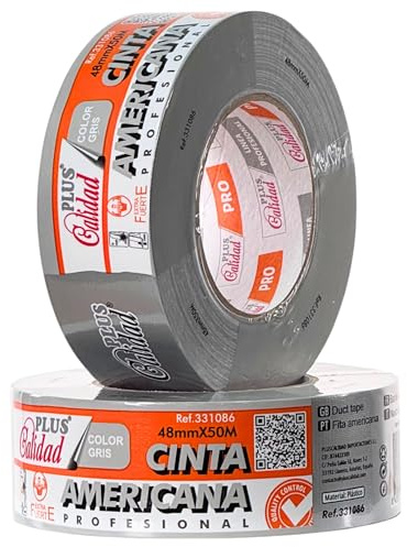 Plus Calidad tygband, extra starkt, 48 mm x 50 m, grå – för förpackning, flyttkartonger, reparationer. Tejp för säkra, starka och hållbara tätningar (02 rullar grå)
