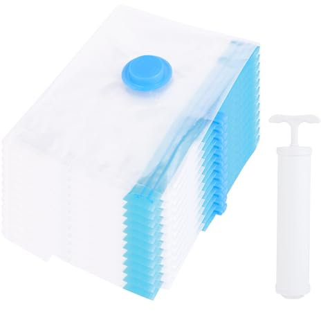 12 Bolsas Vacio Ropa - Sacos Vacuo - Bolsas de Vacio para Ropa, 60×40cm, mit Handpumpe, wiederverwendbar, geeignet für Kleidung, Bettwäsche und Kissen