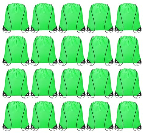 QUARKZMAN 20 Stück Zugbeutel Zugrucksack Großhandel Polyester Sport Zugbeutel Gymnastikbeutel Kordelzug Tote Zugrucksack für Fitnessstudio Party Sportreise Schwimmen Strand, Grün
