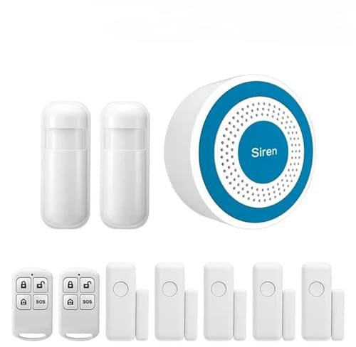 Allarme wireless Siren sistema di sicurezza domestica, altoparlante ad alta intensità decibel e flash di luce interna, con rilevatore PIR da 433 MHz e sensore porta (10 pezzi)