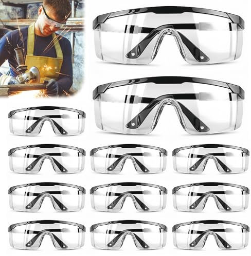 12 gafas de seguridad para el trabajo, gafas de seguridad, gafas de seguridad, gafas de seguridad de laboratorio, gafas de seguridad de trabajo, antivaho, antisaliva, transparentes