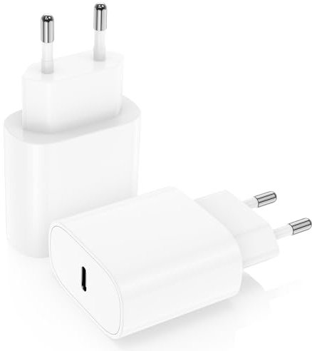 DGVERS Cargador 20W 2-Pack USB C, Compatible para iPhone16/15/15/14/13/12/11/SE/XS/XR/8, iPad Air 5/4,iPad Pro, Galaxy, Pixel, Carga Rapido Tipo C Cabezal Adaptador Pared Cargado Corriente Charger