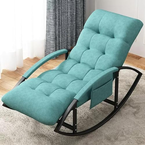 ZFGOJNBH Freizeit-Schaukelstuhl- und Fußhocker-Set, Wohnzimmer, bequemer Schaukelstuhl mit weichem Arc-Kissen, atmungsaktiver Schaukelstuhl für Schlafzimmer, Moderne Gartenliege mit Armlehnen, mit Se