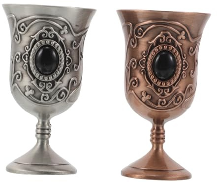 Alipis 2piezas Copa De Vino De Metal Vintage Cáliz Decorativo Retro Europeo Para Decoración Del Hogar Reuniones Familiares y Fiestas De Boda