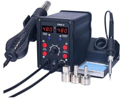 Soldering Station, 8586D Soldering Station 2 in 1 Hot Air Gun Solder with Digital,10-Minute Sleep Mode for SMD Rework(Package 2)
