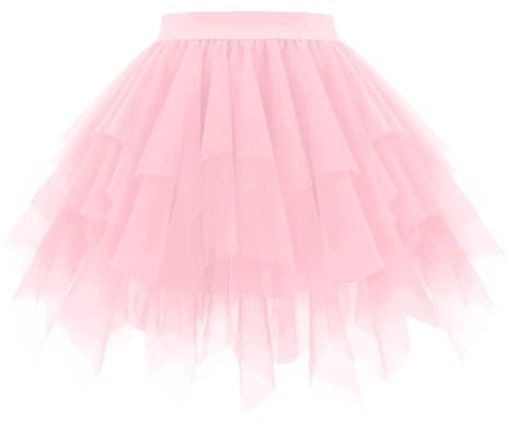 Mini jupe en tulle pour femme - Taille haute - Irrégulière - Jupe tutu - Jupe courte - Jupon - Jupon - Jupe de fée bouffante - Mini jupe de ballet - Jupe de danse - Costume de carnaval, 1-rose, L