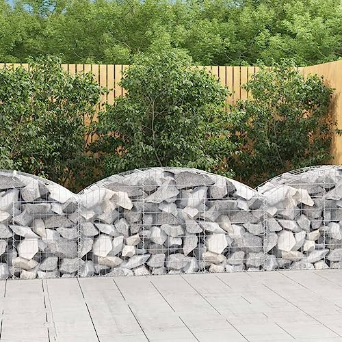 Arched Gabion Basket 150x50x60/80 cm Galvanised Iron Decorative Sound-Insulating Garden Barrier with Strengthened Hooks for Stable Rock Filling and Retaining Wall Construction