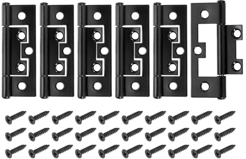 sourcing map Non Mortise Butterfly Hinge 6.5 x 3.5cm Black 6Pcs | Removable Loose Pin Hinge Iron Cabinet Hinges with Mounting Screws for Doors Windows Furniture Mobile Home/RV