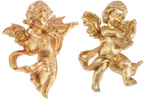 BESPORTBLE 2 Esculturas de Ángel de Resina Europeas para Pared, Decoración de Hogar y Escritorio, Modelo Decorativo de Chimenea, Accesorio Fotográfico, Juego 2 Piezas