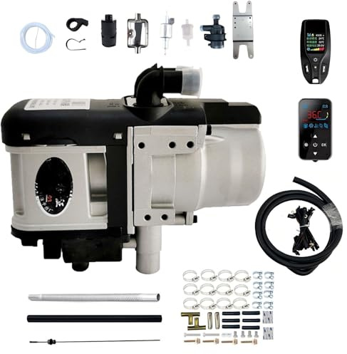 5000W 12V 24V Calefacción Estacionaria Diesel Hidrónica Kit Precalentamiento Líquido Refrigerante Con Mando 80M Para Motor Camión Camper Barco Instalación Completa(12V)