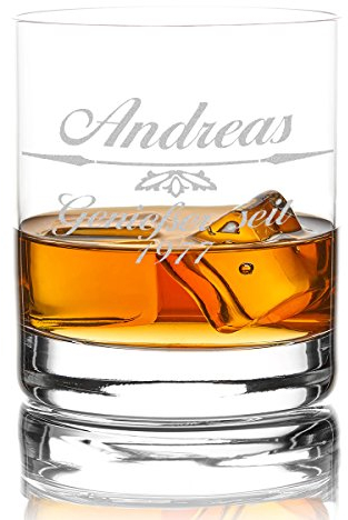 polar-effekt XXL Whiskyglas Personalisiert 420 ml Trink-Glas für Whiskey, Rum und Scotch - Geschenk-Idee für Männer - Motiv-Gravur Pfeil mit Verzierung