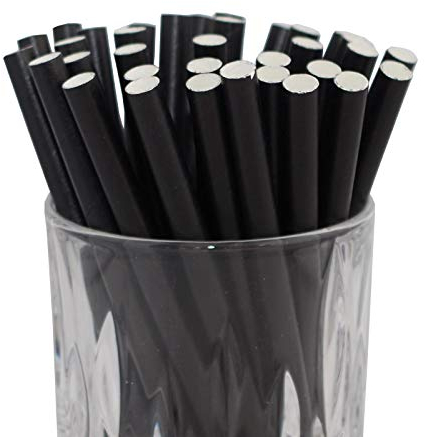 LUXENTU Strohhalme Trinkhalme aus Papier - 100, 300, 500 oder 1000 Stück - (100 Stück, Schwarz/Cocktail)