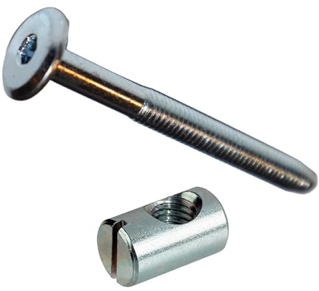 Onestopdiy.Com - Juego de 4 tornillos allen para muebles con tuerca de seguridad, M6, 6 x 60 mm, galvanizado de zinc