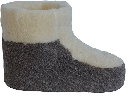 SamWo, 100% pura lana de oveja zapatillas zapatillas de lana zapatillas calentadores de pies zapatos de cabaña botas, botines br/w 35-48, Marrón Lana Blanco, 39/40 EU