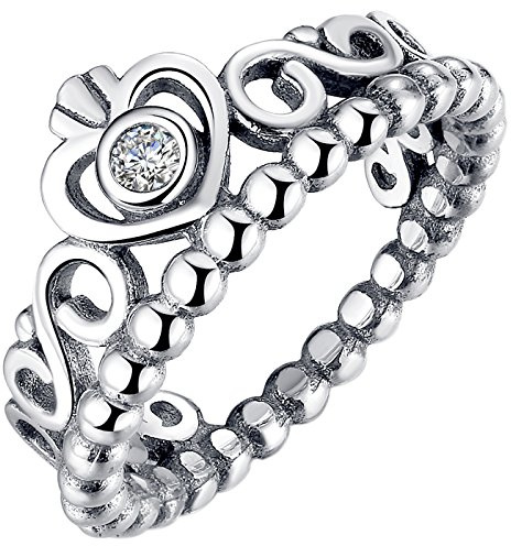Presentski Simple Fashion 925 Sterling Silver Crown Princess Diamond Ring for Wedding Jewelry